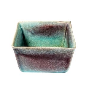 Vintage California Pottery USA Planter Seafoam Green And Purple